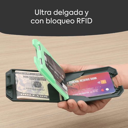 Billetera de Aluminio con Bloqueo RFID - Slim Mint