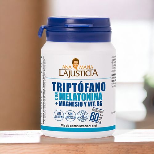 Triptófano con Melatonina + Magnesio y Vitamina B6 de Ana Maria Lajusticia Frasco de 60 cápsulas.