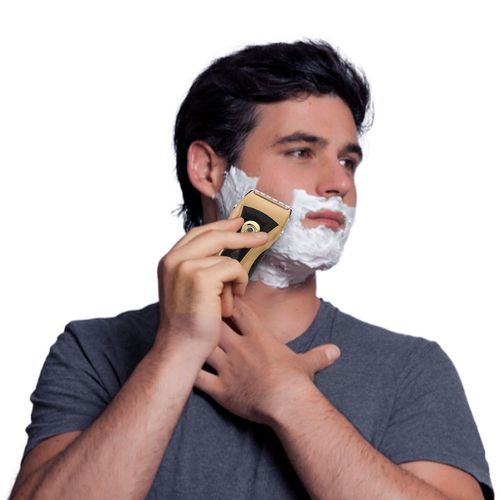 Rasuradora Recargable y Portátil para Barba y Cortapelos Nasal/Orejas a Pilas + Kit de Aseo Power Touch Gold