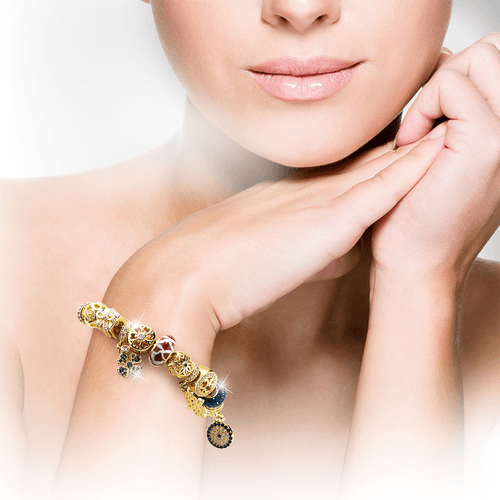 Pulsera Armonía Bañada en Oro de 18 Quilates con Piedras Genuinas