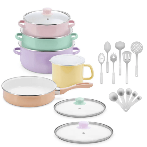 20 Piezas Batería de Cocina Cacerolas y Sartenes Sofia Colors