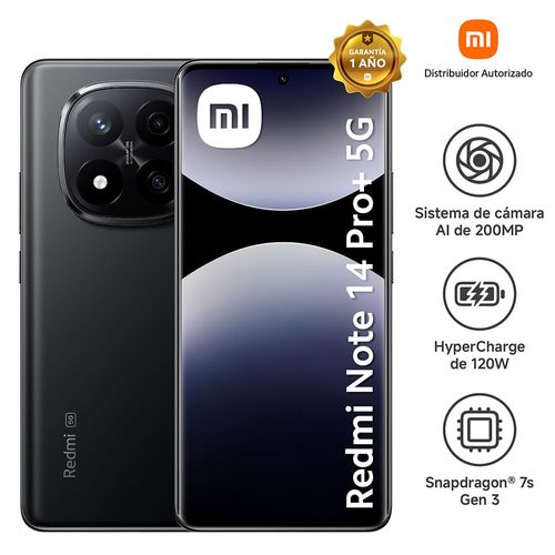 Celular 5G Xiaomi Redmi Note 14 Pro+ 8GB 256GB 200MP Midnight Black + Buds 6 Lite Black