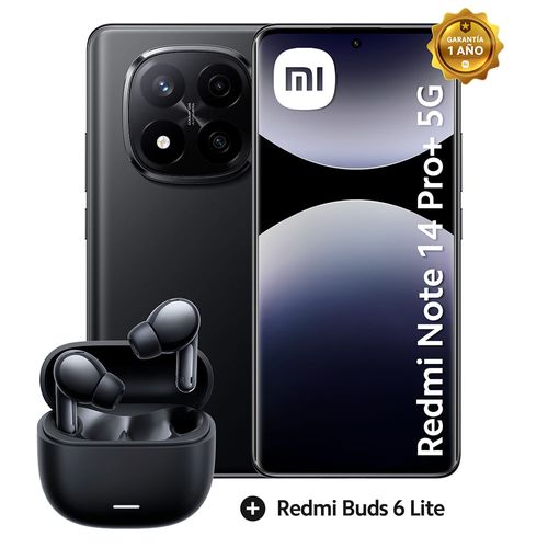 Celular 5G Xiaomi Redmi Note 14 Pro+ 8GB 256GB 200MP Midnight Black + Buds 6 Lite Black