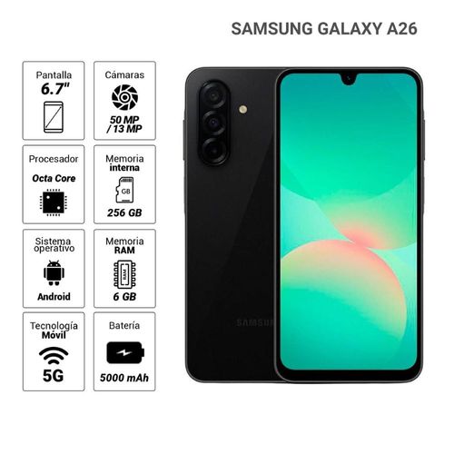 Celular Samsung Galaxy A26 SM-A266MZKFLTP 6.7" 6GB 256GB Negro
