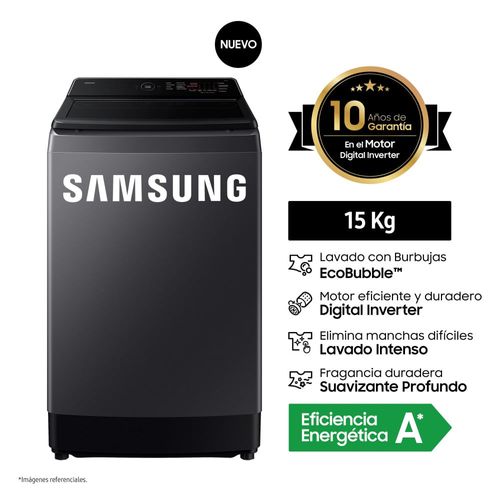 Lavadora Samsung WA40F15E4CPE 15 Kg Gris Grafito