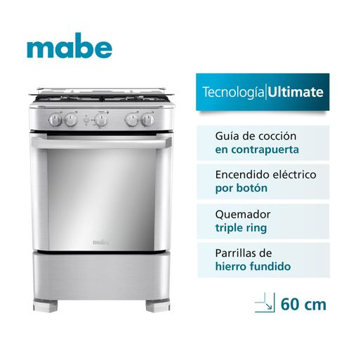 Cocina a Gas Mabe 24" 4 Hornillas CMP6040FX1 Inox