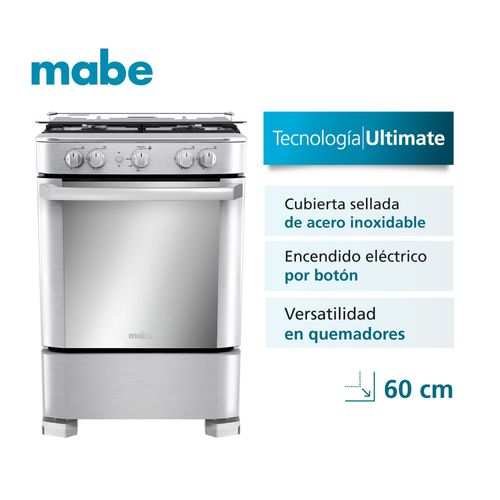 Cocina a Gas Mabe 24" 4 Hornillas CMP6030FX1 Silver
