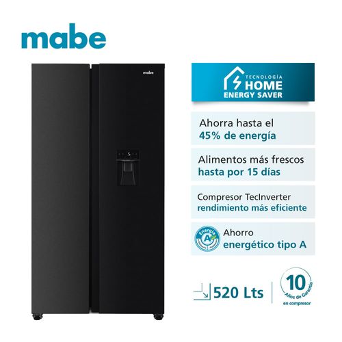 Side by Side Mabe 520L MSD565QMLSP0 C/D Negro