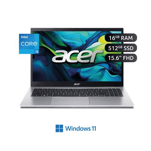 Laptop Acer A315-59-596Z 15.6" FHD Intel Core i5-1235U 512GB SSD 16GB RAM Intel UHD Graphics Windows 11 Plateado