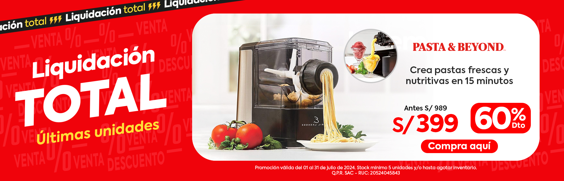 Máquina de Pasta Automática 3 en 1 - Emeril Pasta And Beyond